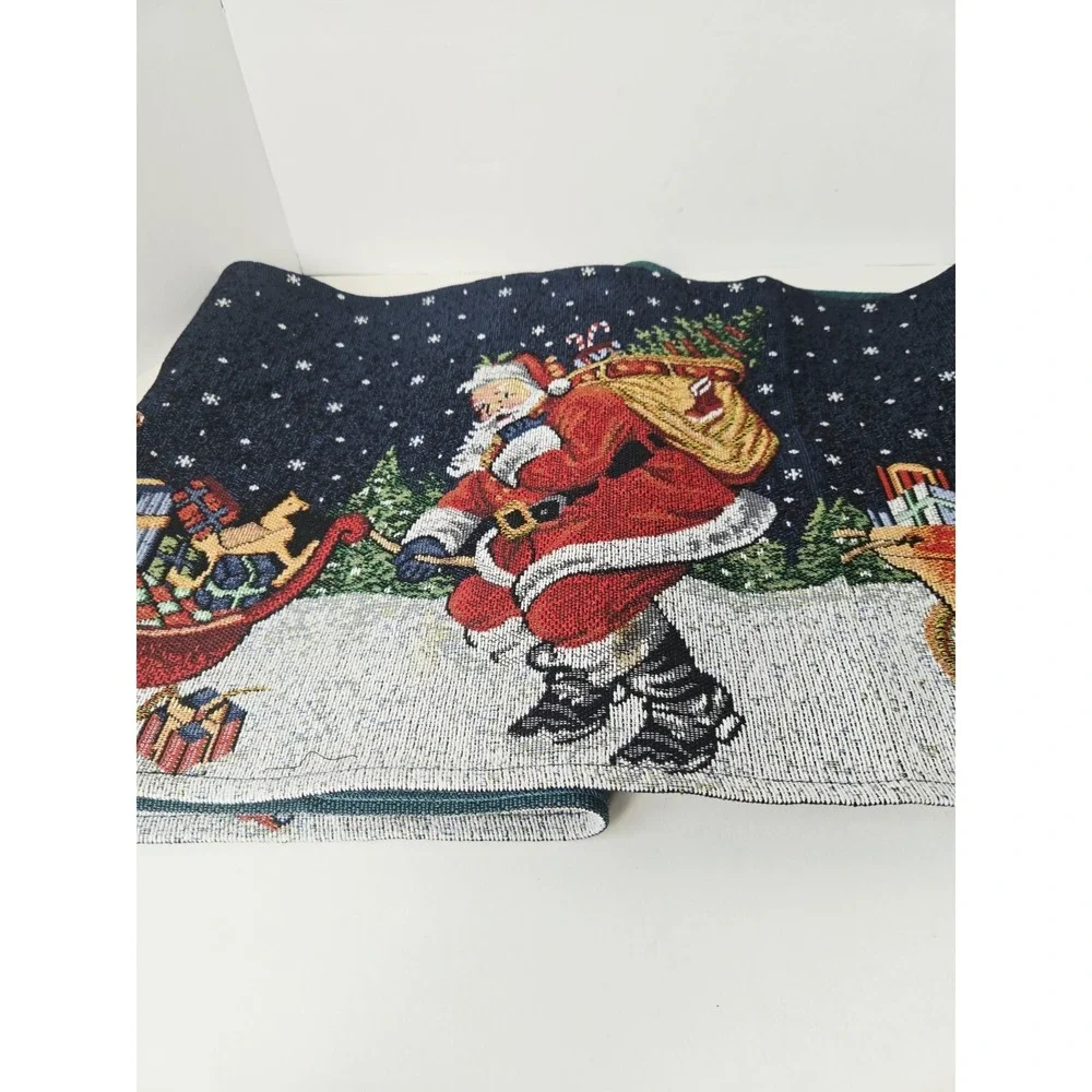 Christmas Santa Claus with sleigh and gits tapestry table runner decoration 70